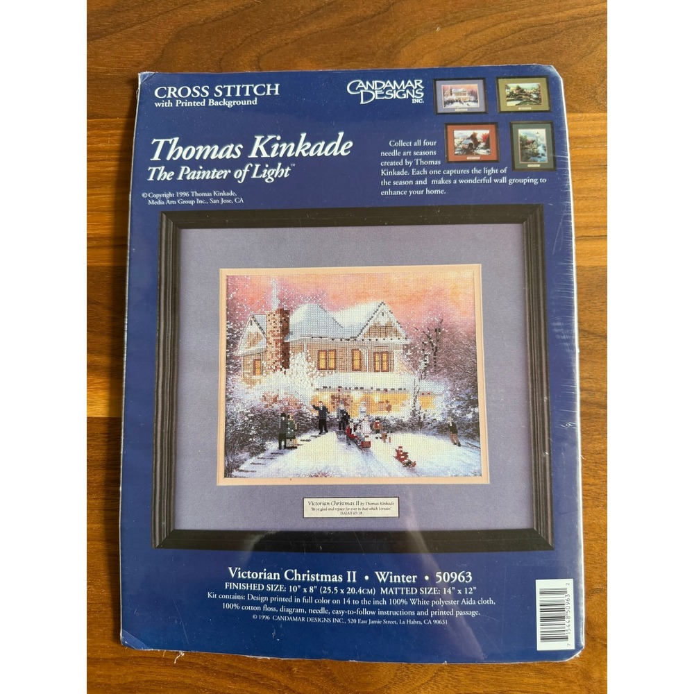 Thomas Kincade Cross Stitch Kit Victorian Christmas II Winter Painted Fabric